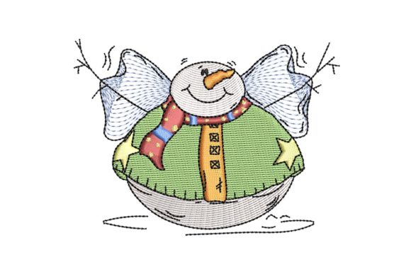 Fat Round Snowman Embroidery